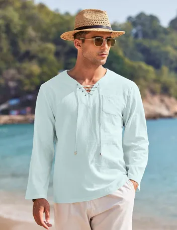 Coofandy Linen Beach Shirt