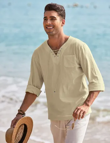 Coofandy Linen Beach Shirt