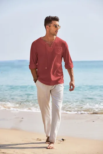 Coofandy Linen Beach Shirt