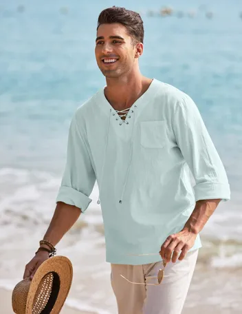 Coofandy Linen Beach Shirt