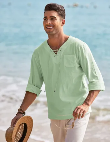 Coofandy Linen Beach Shirt