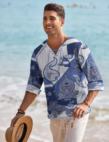 Coofandy Linen Beach Shirt