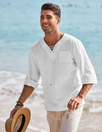 Coofandy Linen Beach Shirt