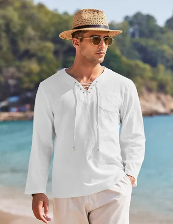 Coofandy Linen Beach Shirt