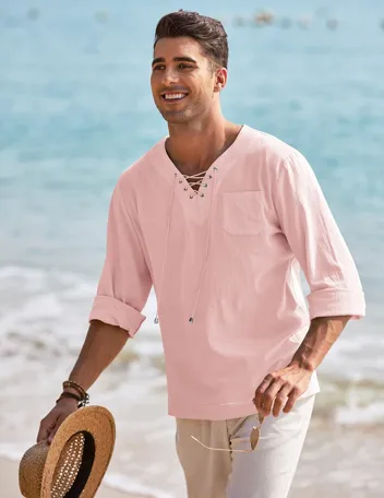 Coofandy Linen Beach Shirt