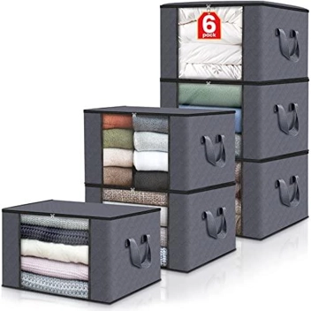 Fab Totes 21.65" x 13.78" x 12.40" 60L Clothes Storage Bags (6-Pack)