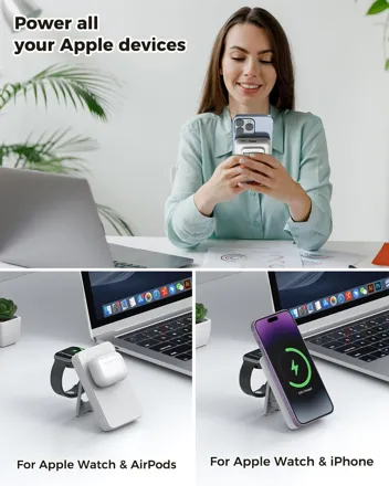 NewQ 10000mAh 15W Wireless Charging Power Bank & Apple Watch Charger