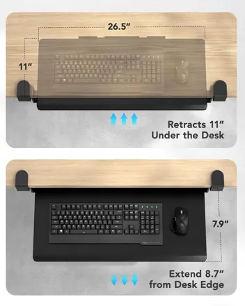 Huanuo 26.5 C-Clamp Mount Pull Out Keyboard Tray