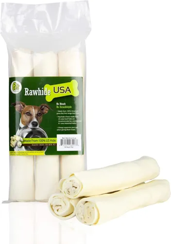 Pet Magasin Rawhide Large Thick Rolls 9 to 10 inches Long-Lasting Chew Treat Toy for Medium and Large Dogs, Made in Registered Facility
