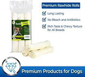 Pet Magasin Rawhide Large Thick Rolls 9 to 10 inches Long-Lasting Chew Treat Toy for Medium and Large Dogs, Made in Registered Facility
