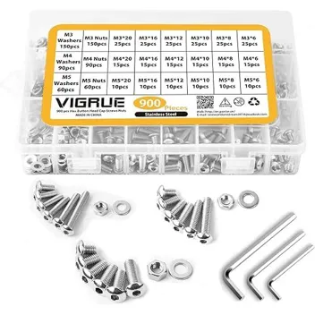 Vigrue 900-Piece Metric Hex Button Screw Nut Assortment Set