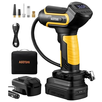 AstroAI 150 PSI Rechargeable Tire Inflator Air Compressor w/ 20V Rechargeable Li-ion Battery