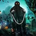 58" Hanging Faceless Ghost Sound & Light Halloween Decoration