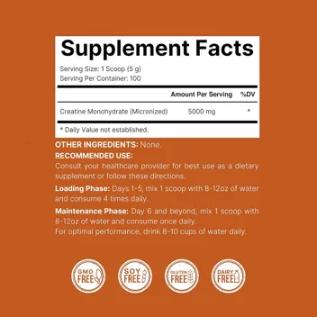 NatureBell 1.1Lb Creatine Monohydrate Powder (100 Servings)