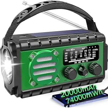 Emergency Solar Hand Crank Radio w/ 20000mAh Battery