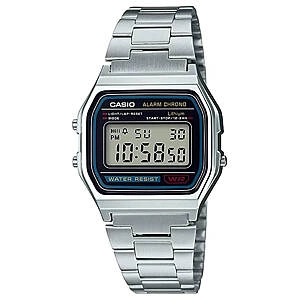 Watch Classic Digital Grey Dial Stainless Steel Bracelet (A158WA-1)