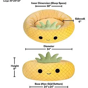 Squishmallows 30-Inch Maui Pineapple Pet Bed - Large