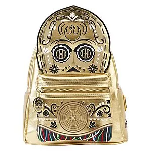 Star Wars Loungefly C-3PO Embroidered Day of the Dead Cosplay Double Strap Shoulder Bag Purse