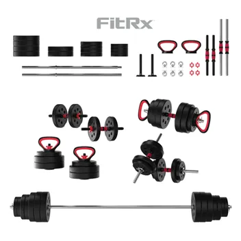 FitRx 5-in-1 100lb SmartBell Gym Adjustable Dumbbell & Barbell Weight Set