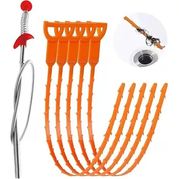liboyixi 24" Stainless Steel Drain Cleaner Auger Tool with 5x 25" Sink Snake Hair Removal Tool