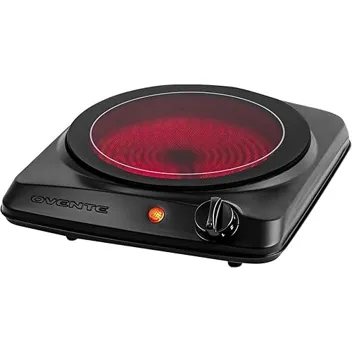Ovente 1000W 7" Ceramic Glass Infrared Cooktop Countertop Burner (BGI101B)