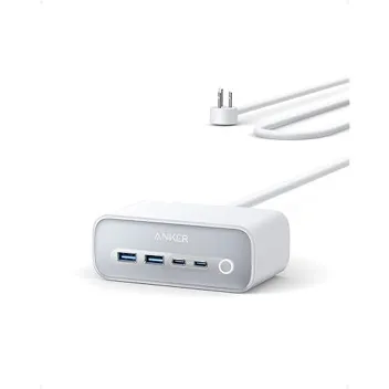 525 65W 7-in-1 3-Outlet 4-USB Charging Station w/ 5ft USB-C Cord