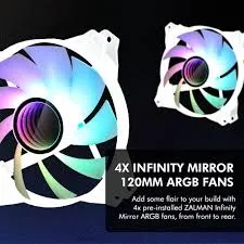 I3 NEO TG White ATX Mid-tower PC Case, Includes 4 ARGB infinity mirror fans + ARGB controller, Swing Door Tempered Glass Side Panel