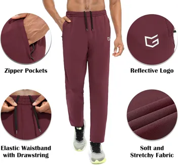 G Gradual Mens Sweatpants Zipper Pockets Tapered Track Athletic Slim Fit Pants for Running, Exercise, Workout