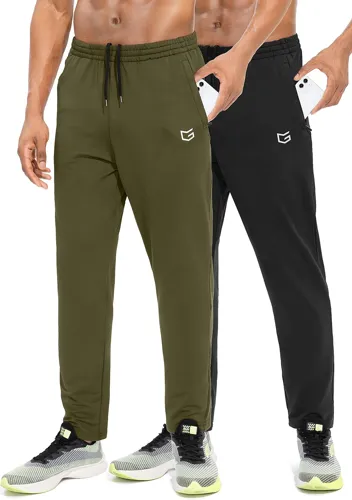 G Gradual Mens Sweatpants Zipper Pockets Tapered Track Athletic Slim Fit Pants for Running, Exercise, Workout