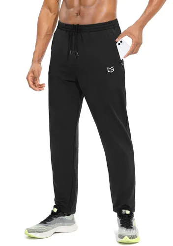 G Gradual Mens Sweatpants Zipper Pockets Tapered Track Athletic Slim Fit Pants for Running, Exercise, Workout