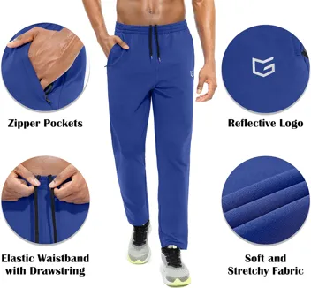 G Gradual Mens Sweatpants Zipper Pockets Tapered Track Athletic Slim Fit Pants for Running, Exercise, Workout