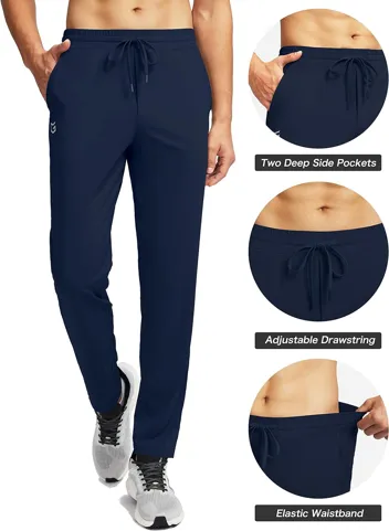 G Gradual Mens Sweatpants Zipper Pockets Tapered Track Athletic Slim Fit Pants for Running, Exercise, Workout