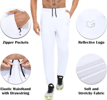 G Gradual Mens Sweatpants Zipper Pockets Tapered Track Athletic Slim Fit Pants for Running, Exercise, Workout