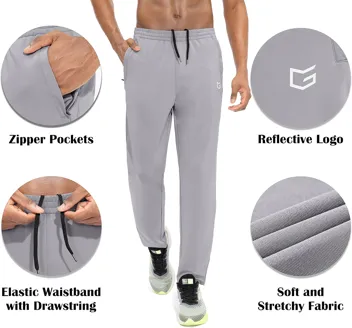 G Gradual Mens Sweatpants Zipper Pockets Tapered Track Athletic Slim Fit Pants for Running, Exercise, Workout