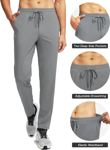 G Gradual Mens Sweatpants Zipper Pockets Tapered Track Athletic Slim Fit Pants for Running, Exercise, Workout