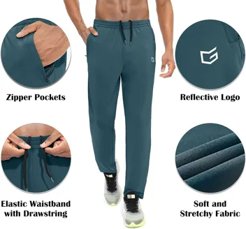 G Gradual Mens Sweatpants Zipper Pockets Tapered Track Athletic Slim Fit Pants for Running, Exercise, Workout