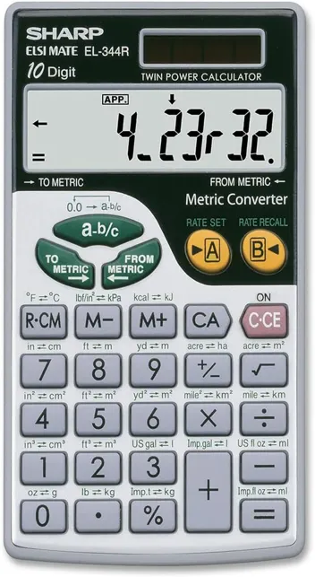 Sharp El344rb Metric Conversion Wallet Calculator, 10-Digit Lcd