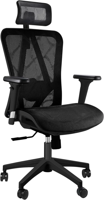 Ticonn & Tall Ergonomic Office Chair w/ Wheels (Adjustable Headrest, 3D Adjustable Arm Rest)