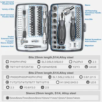 Keenwise 68-in-1 Ratcheting 180-Degree Head Screwdriver Set