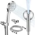 Lepo 7-Setting Handheld Shower Head with 59" Stainless Steel Hose