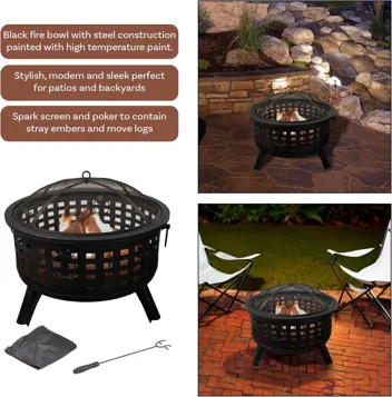 26" Round Lattice Wood Burning Fire Pit
