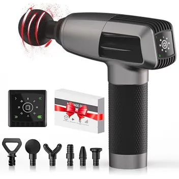 Wutstar 8-Speed 12mm Amplitude Cordless Massage Gun with 6x Massage Heads