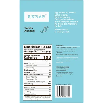 Rxbar 22oz Vanilla Almond Protein Snack Bars (12-Count)