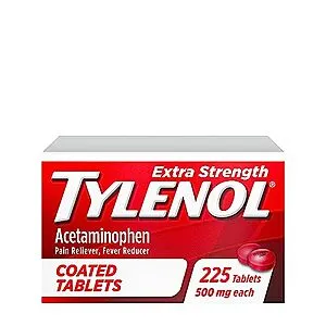 [S&S]: 225-Count Extra Strength Acetaminophen Pain Reliever Coated Tablet (500mg)