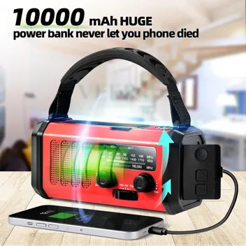 Qauyyw 10000mAh Crank LED Flashlight Emergency Radio