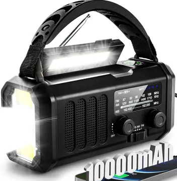 Qauyyw 10000mAh Crank LED Flashlight Emergency Radio