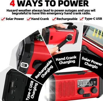 Qauyyw 10000mAh Crank LED Flashlight Emergency Radio