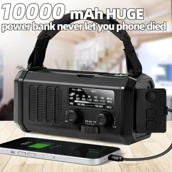 Qauyyw 10000mAh Crank LED Flashlight Emergency Radio