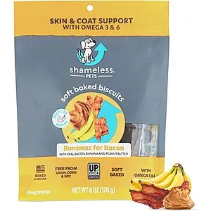 Shameless Pets Soft-Baked Dog Treats, Bananas for Bacon