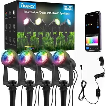 Low Voltage 40ft Wired RGBW Color LED Landscape Lights (4-Lights)